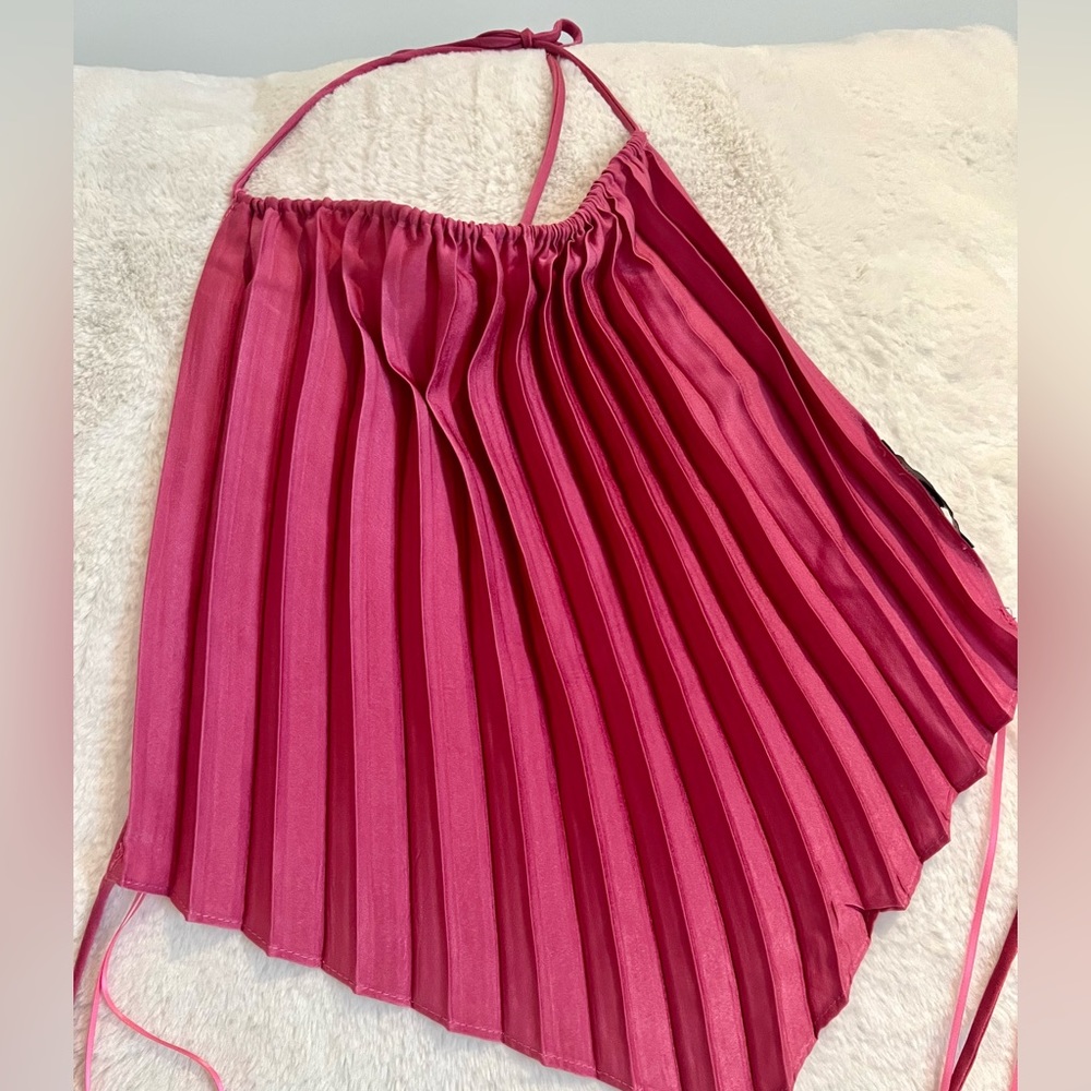 Pink silk halter top